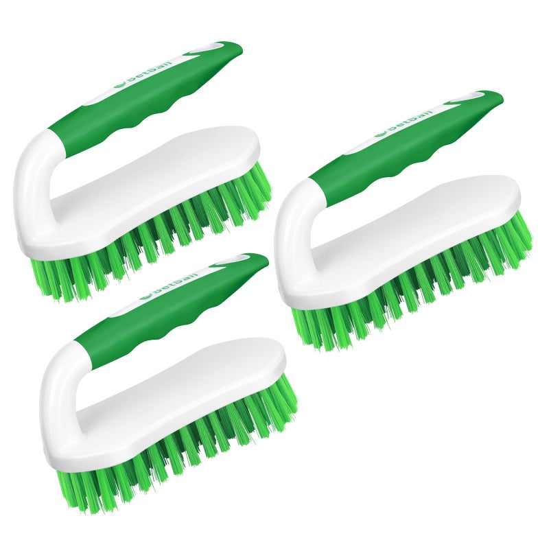 SetSail Scrub Brush, Heavy-Duty Scrub Brushes for Cleaning with Stiff Bristles Cleaning Brush for Shower, Bathroom, Carpet, Kitchen and Bathtub Scrubber - 3 Pack, Green - Image 1